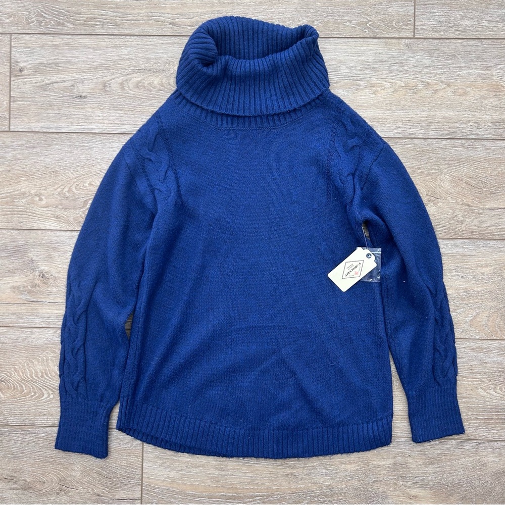 St. John’s Bay Turtleneck Cable Knit Sweater Sz Small Blue Knit Warm Cozy NEW